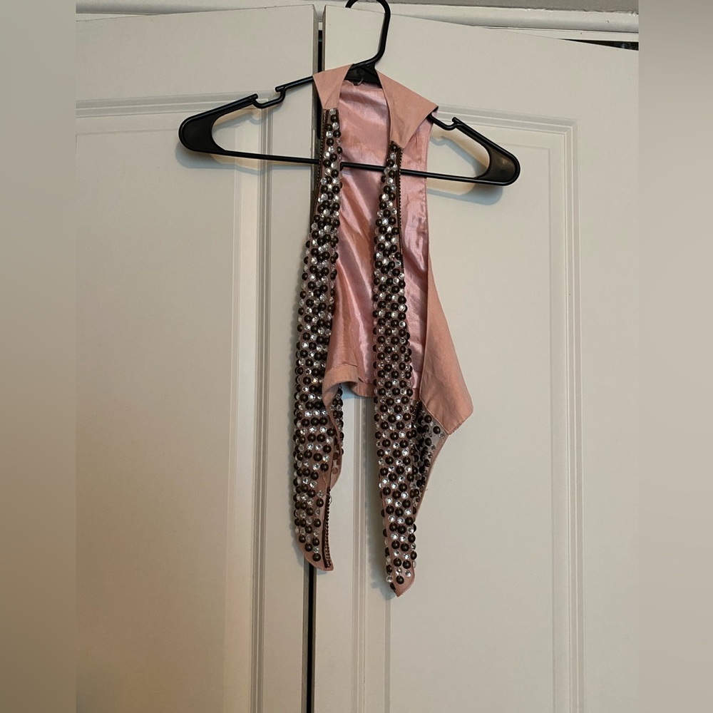 Elegant Pink and Silver Beaded Scarf